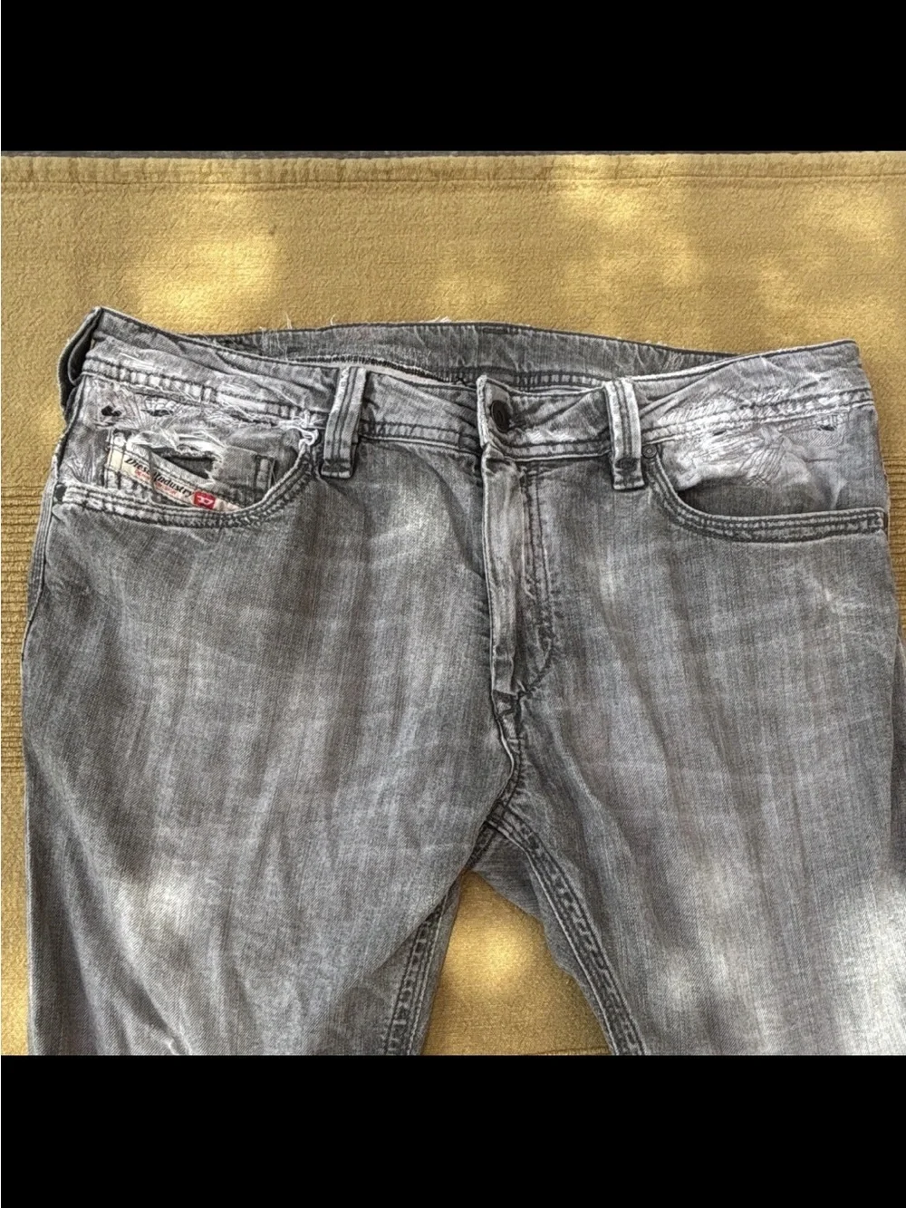 Diesel Gray Washed Skinny Jeans with Embroidered Back Pockets